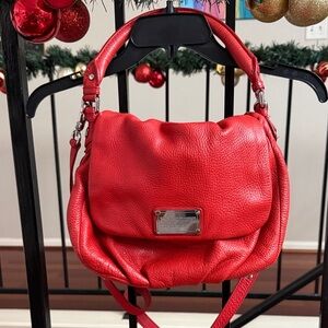 Marc By Marc Jacobs Red Pebbled Leather Shoulder Bag with Flap